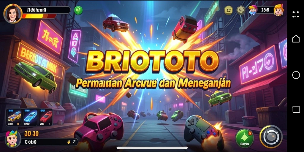 Screenshot BRIOTOTO menunjukkan intensitas gameplay Arcade yang mendebarkan.