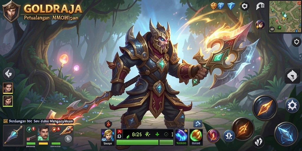 Gameplay GOLDRAJA yang penuh petualangan di dunia fantastis.