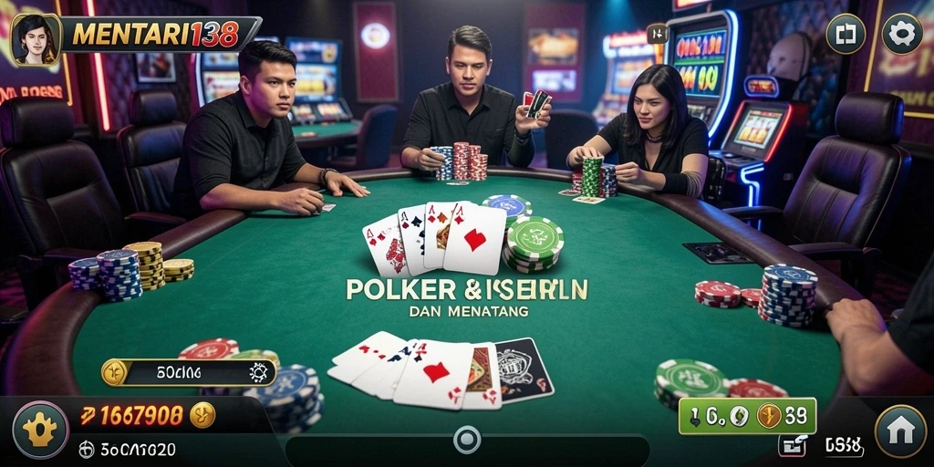 Tampilan gameplay seru di MENTARI138 saat bermain Poker.