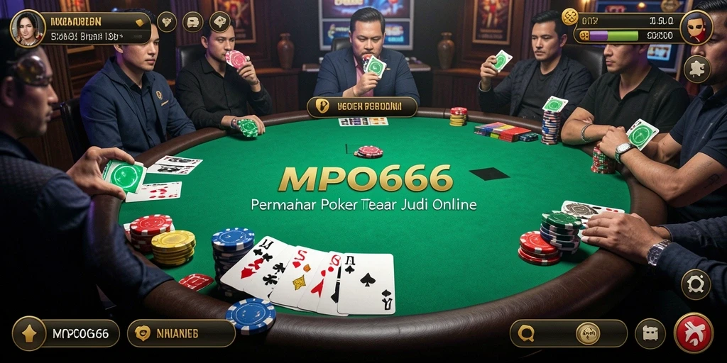 Screenshot gameplay MPO666 menampilkan suasana kompetitif dan seru dalam permainan poker.