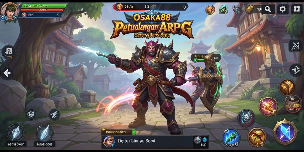 Screenshot OSAKA88 menampilkan aksi pertempuran seru dengan berbagai karakter.