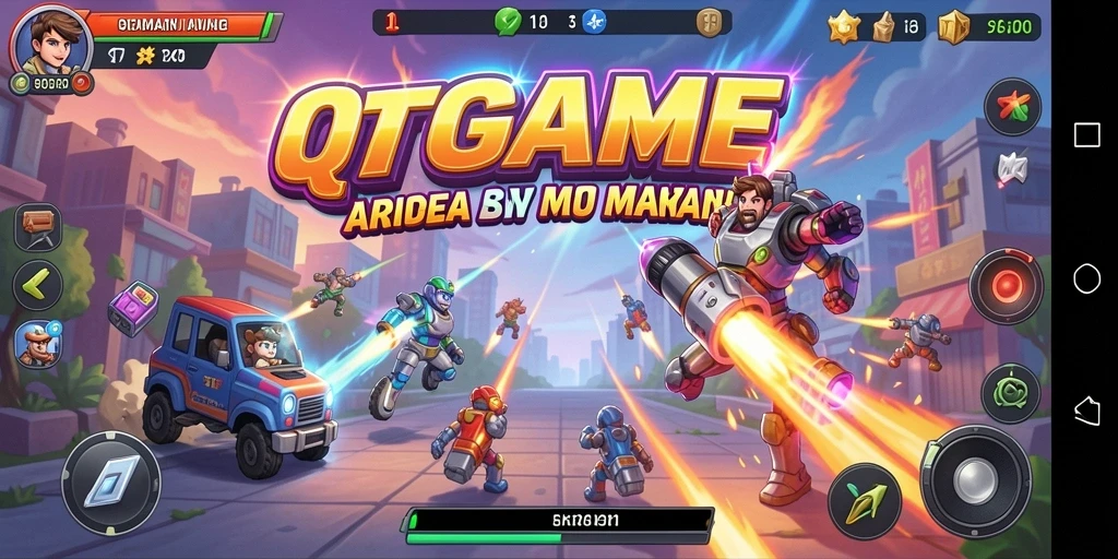 Tangkapan layar dari gameplay QTGAME yang penuh aksi.