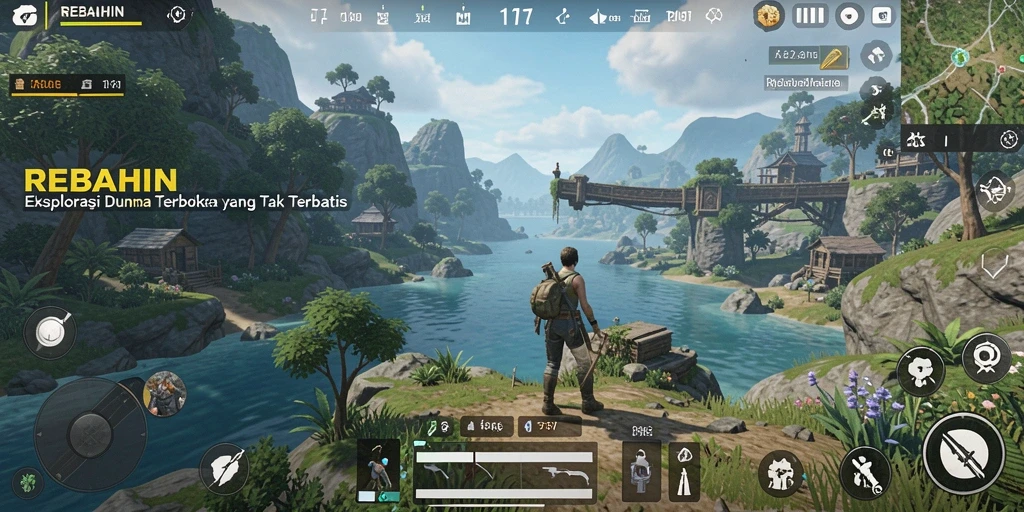Tampilan menarik dari gameplay dunia terbuka REBAHIN.