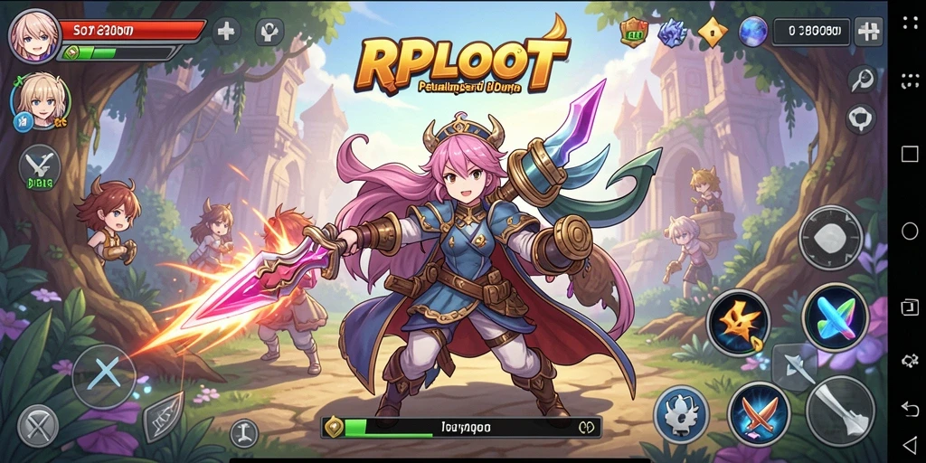 Tampilan gameplay RPLOOT yang menakjubkan dan penuh aksi anime.