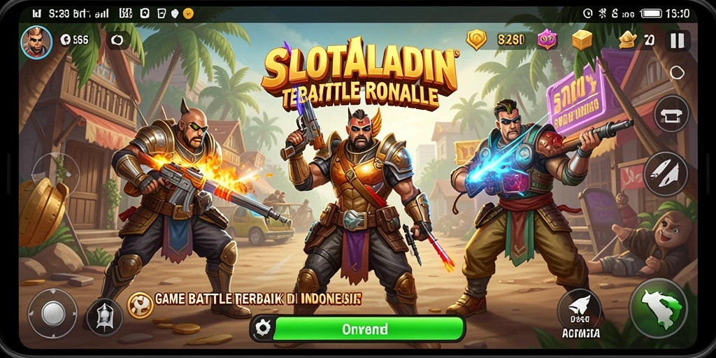 Screenshot utama SLOTALADIN menampilkan aksi seru dalam permainan Battle Royale.