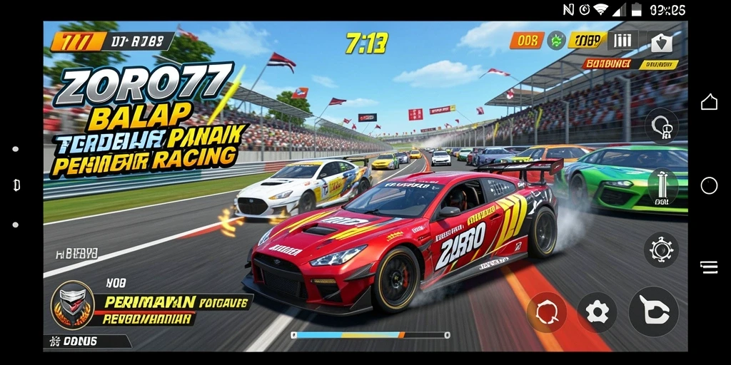 Gameplay Racing seru di ZORO77 dengan adrenalin tinggi.